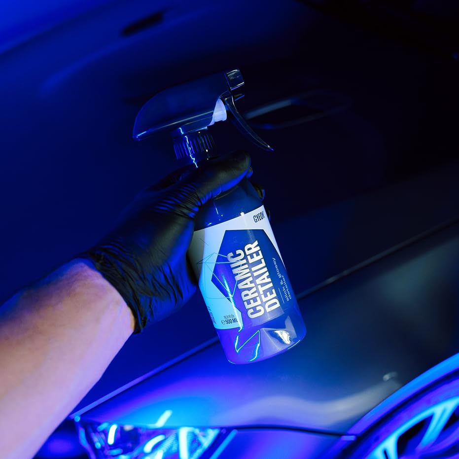 GYEON applied on paint panel creating instant slick feel and shine