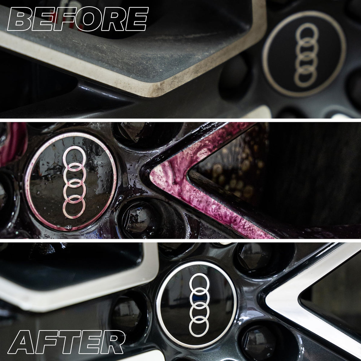 Gyeon being sprayed onto a spoke showing easy application and coverage