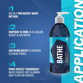 Gyeon Bathe label detail showing formulation cues and coating-safe benefit
