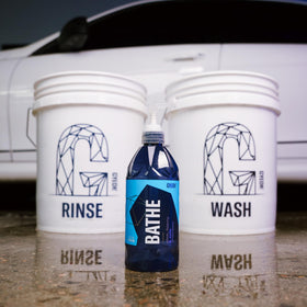 Gyeon Bathe being used with wash mitt reducing swirl risk on paint