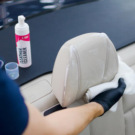 gyeon side-by-side before and after leather showing visible restoration benefit