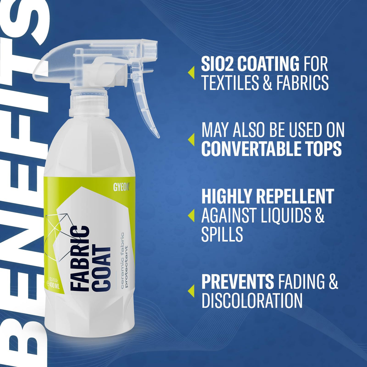 Gyeon applying spray to textile with even coverage for protection