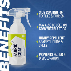 Gyeon applying spray to textile with even coverage for protection
