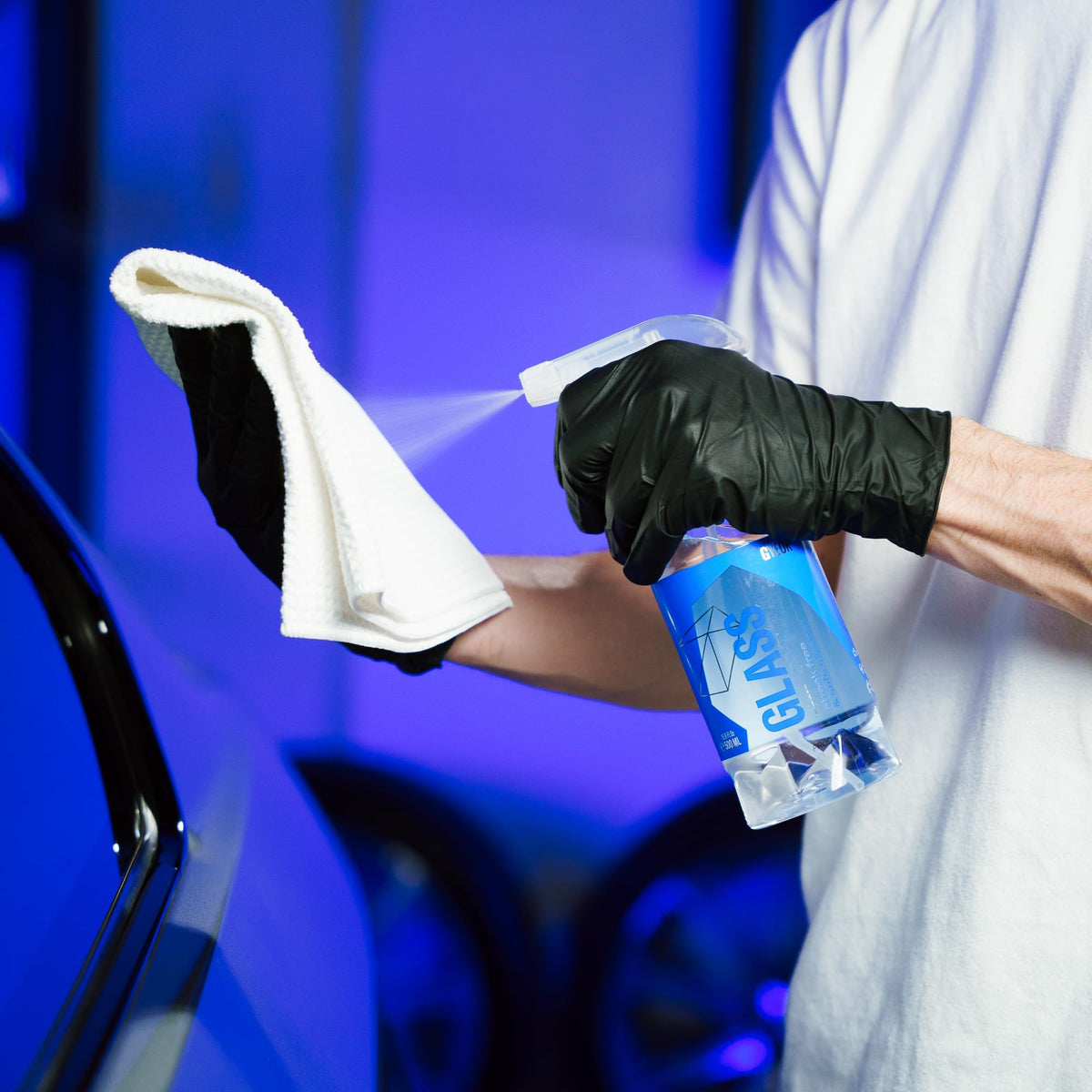 Close-up of Gyeon cleaner liquid texture highlighting easy residue removal