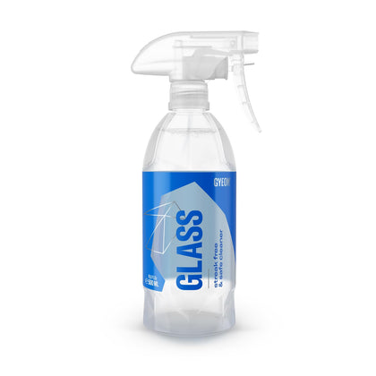 Gyeon glass cleaner front label showing product and clear benefits