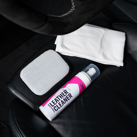 Gyeon before and after leather seat demonstrating restoration benefit
