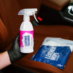 Gyeon cleaner in use on car seat showing safe effective cleaning benefit