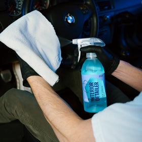 Gyeon applied on leather seat close-up showing gentle cleaning benefit