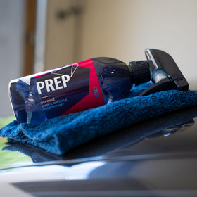 Gyeon Prep bottle in a detailing bay showing professional prep workflow benefit