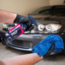 Gyeon Prep cleaned paint panel showing improved gloss and coating readiness