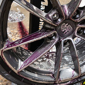 Gyeon rinsed wheel before and after showing restored clarity benefit