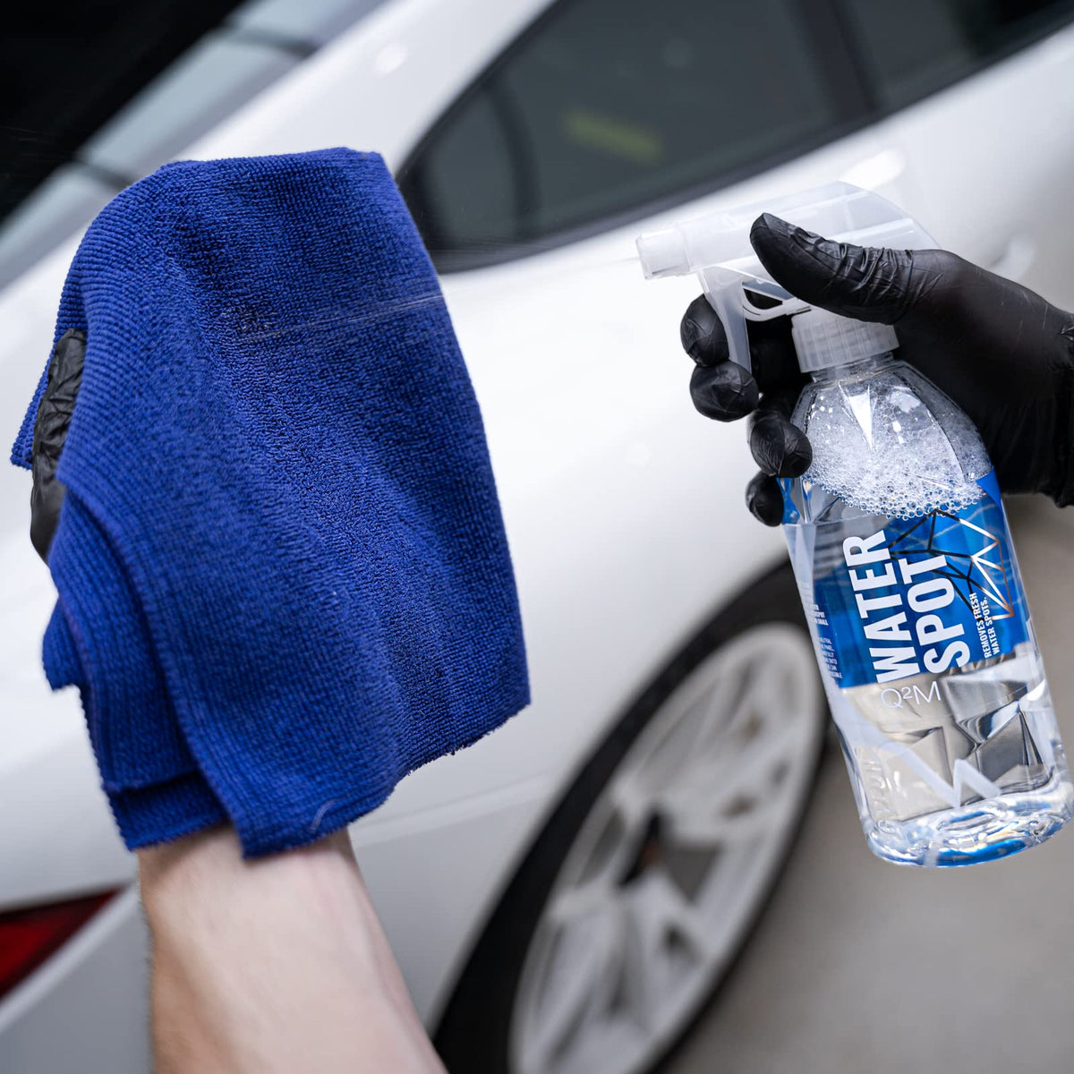 application on panel with microfiber showing Gyeon safe cleaning