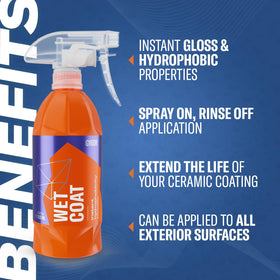 Gyeon Wet Coat spray nozzle close-up demonstrating controlled application for precise coverage