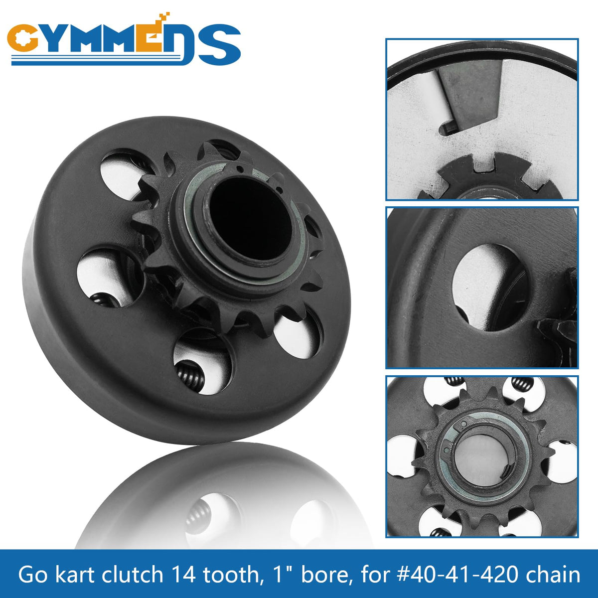 GYMMEDS clutch beside ruler showing scale for accurate size verification