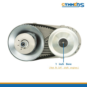 GYMMEDS driven pulley detail showing 6 inch diameter for smoother power delivery