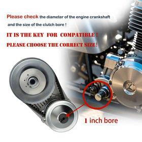 GYMMEDS sprockets and drive belt laid out to show included hardware and compatibility