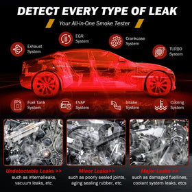 GYTVtools producing visible smoke in an engine bay, helps locate leaks quickly and accurately