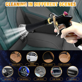 GZ-KJM in use cleaning a car vent to remove dust from tight crevices quickly
