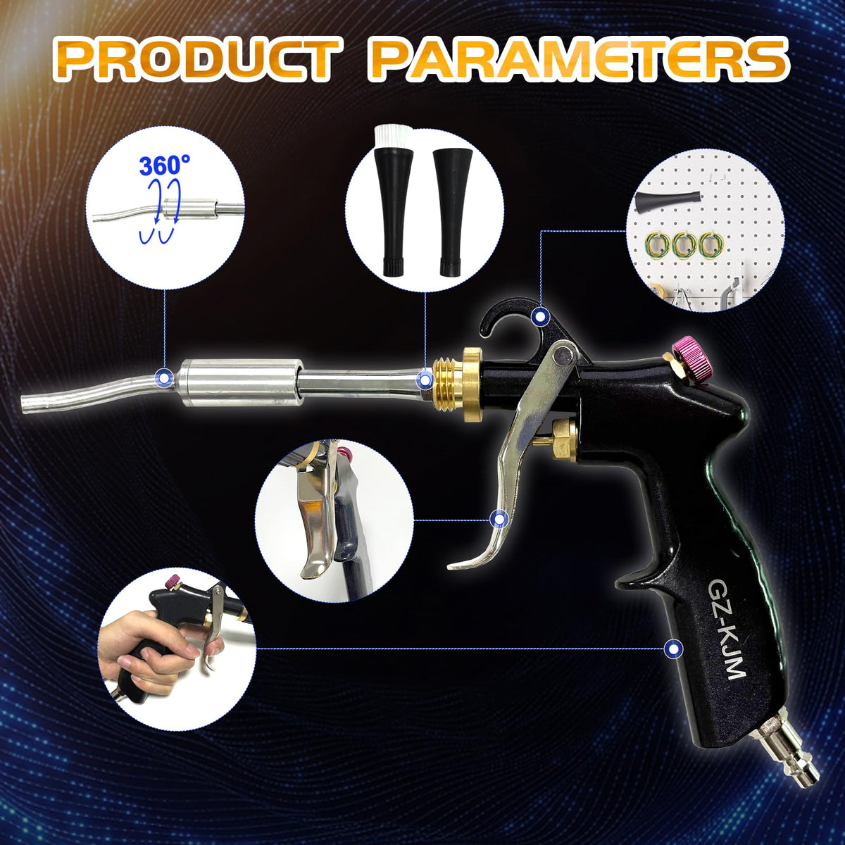 GZ-KJM nozzle close-up highlighting adjustable tip for targeted high-pressure cleaning