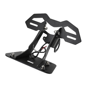 GZDLMoto tail tidy next to license plate showing exact size and mounting alignment