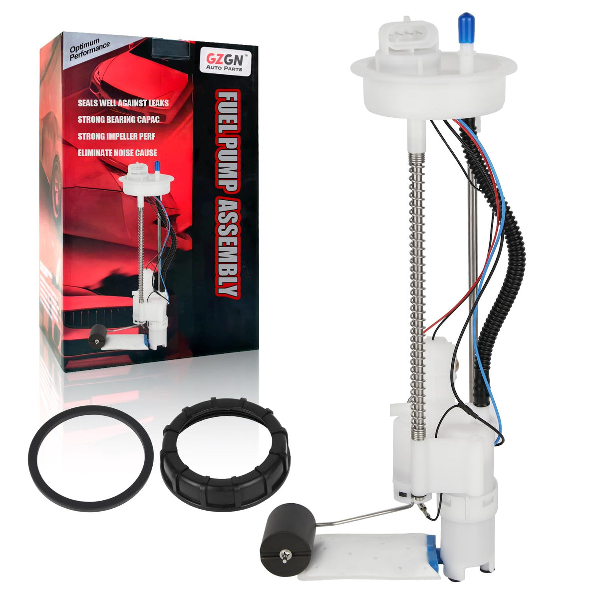 GZGN fuel pump assembly front view showing full module and fitment benefit