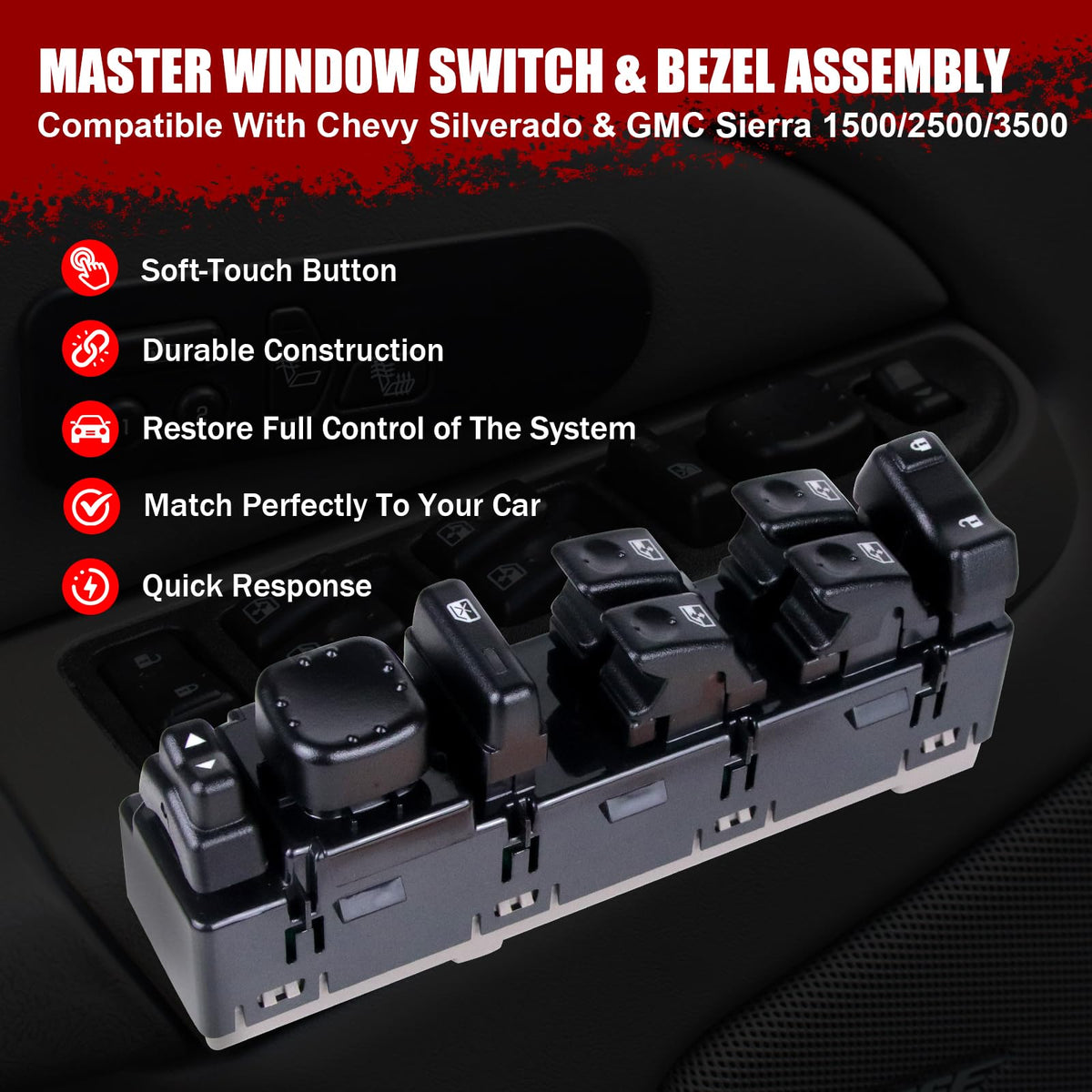 GZGN close-up of switch controls highlighting precise fit and clarity