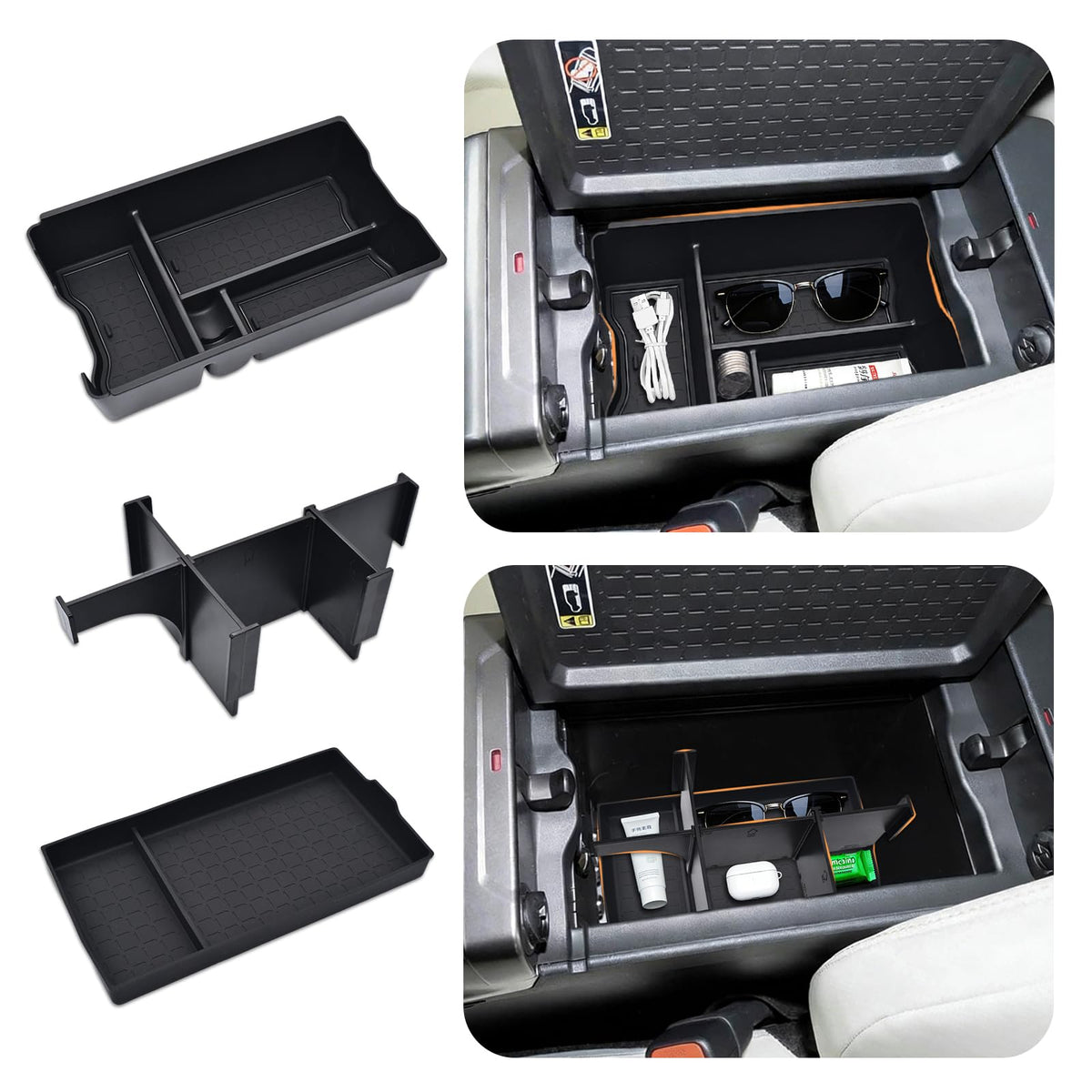GZSH front view of console organizer showing neat storage benefit