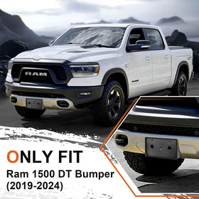 GZSH license frame mounted on Ram 1500 DT bumper demonstrating secure fit
