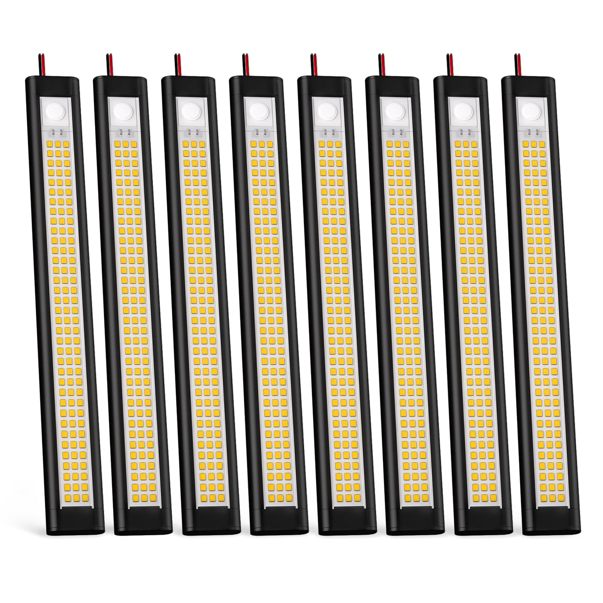 GZV front view of black 12V LED strip showing compact fixture and bright output