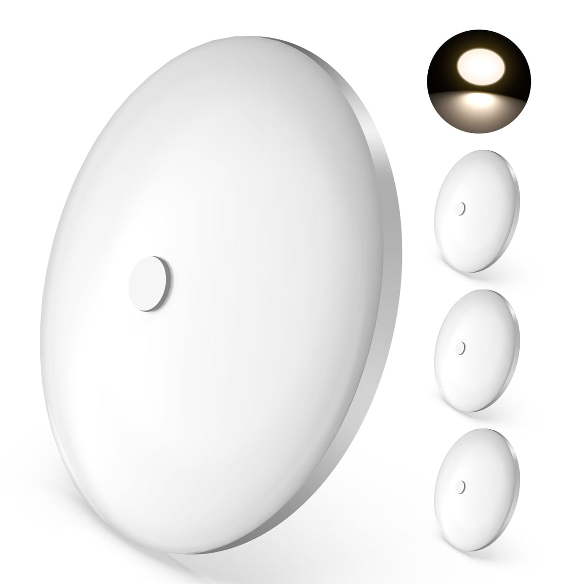 GZV front view of four puck lights showing compact design and even light