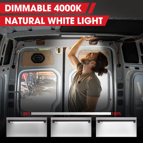 GZV mounted in RV ceiling providing bright neutral-warm interior illumination
