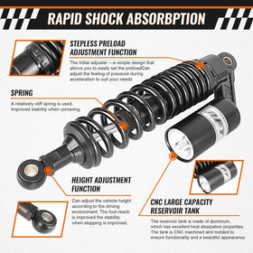 GZYF spring and preload adjuster visible, benefits personalized ride tuning