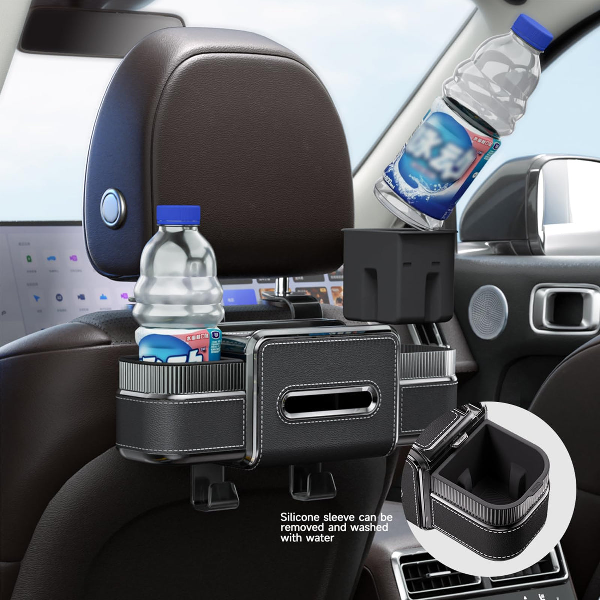 GZZJ sturdy hooks holding a bag and umbrella to maximize rear-seat storage