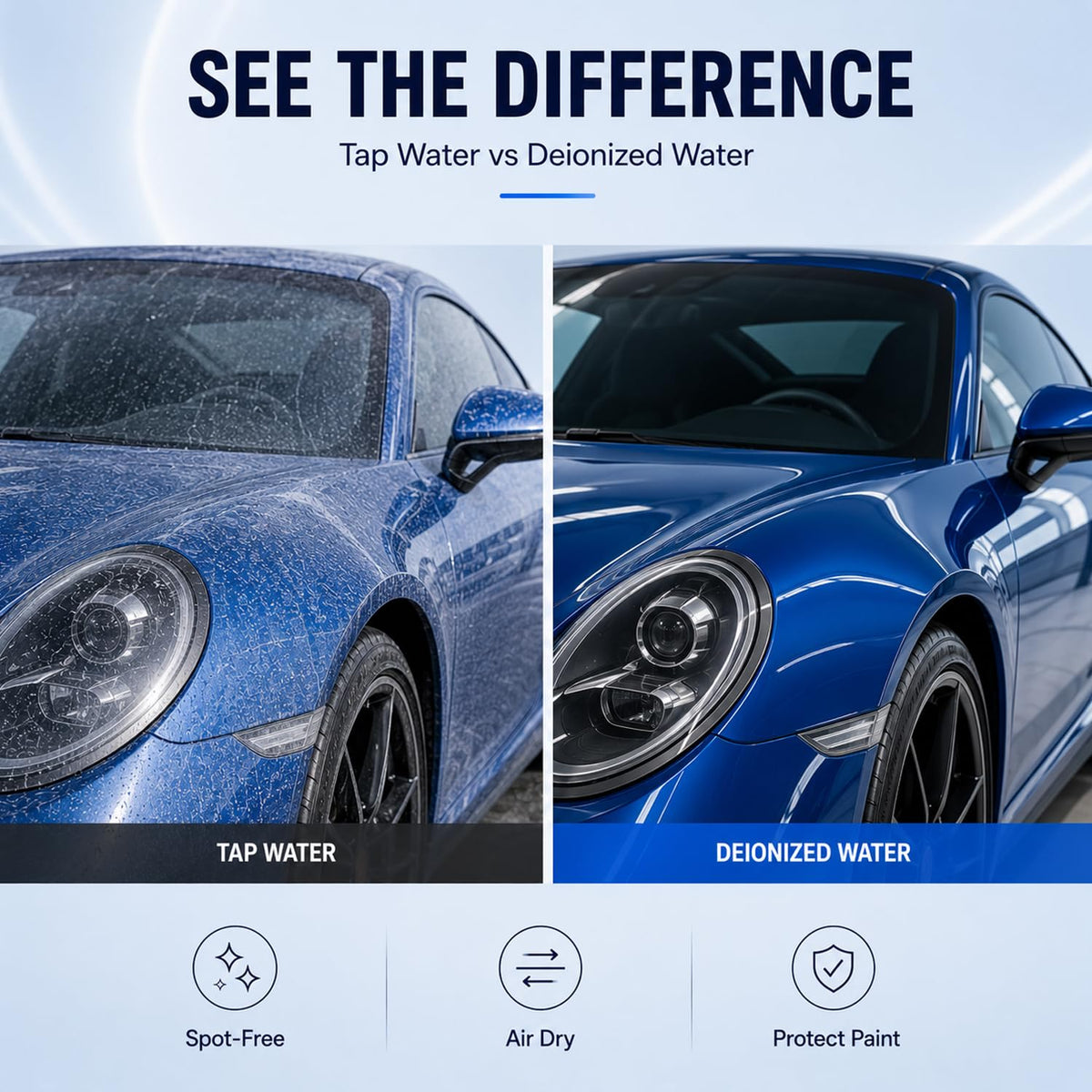 H&G lifestyles outlet spray rinsing car to illustrate spot-free finish benefit
