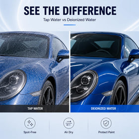 H&G lifestyles outlet spray rinsing car to illustrate spot-free finish benefit