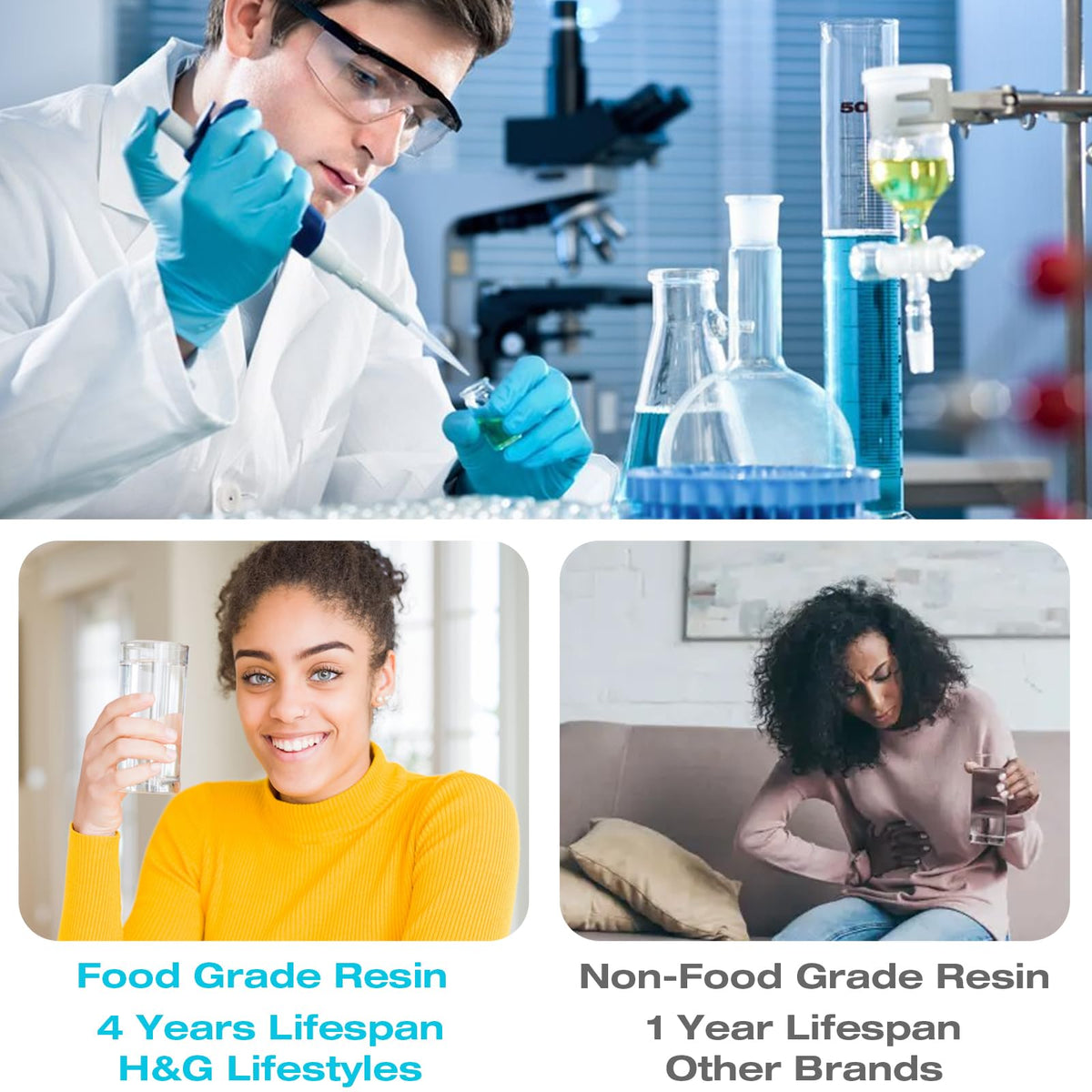 H&G lifestyles close-up of food-grade 5A resin texture highlighting efficient ion-exchange performance