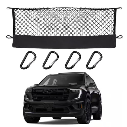Hacyikee front packaging showing trunk cargo net, protects cargo