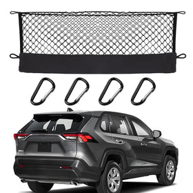 Hacyikee front view of cargo net packaging showing custom 2026 RAV4 fit and neat storage