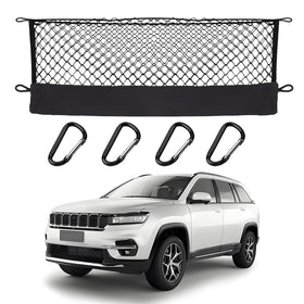 Hacyikee front view of envelope cargo net showing neat trunk organization