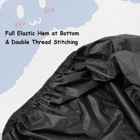 Hadieru elastic hem at wheel area secures cover tightly