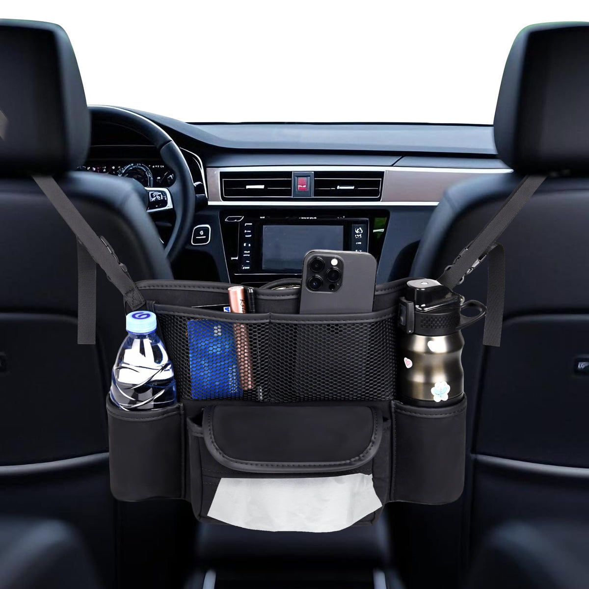 HAERITER front view between seats showing organized storage and easy access