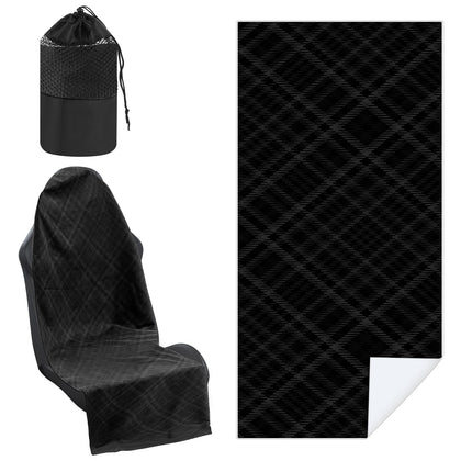Hahafelt front view black plaid pack showing full coverage and protection