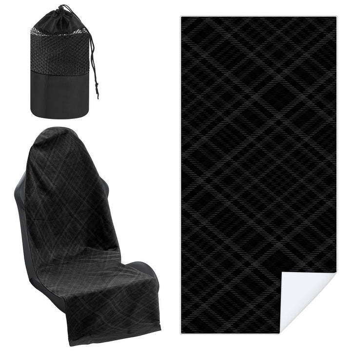Hahafelt front view black plaid pack showing full coverage and protection