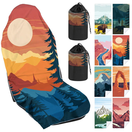 Hahafelt front view of two Sunset towel covers showing protective design and color benefit
