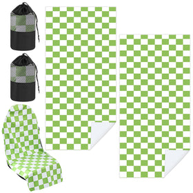 Hahafelt front view plaid towel cover protecting seat, shows full coverage benefit