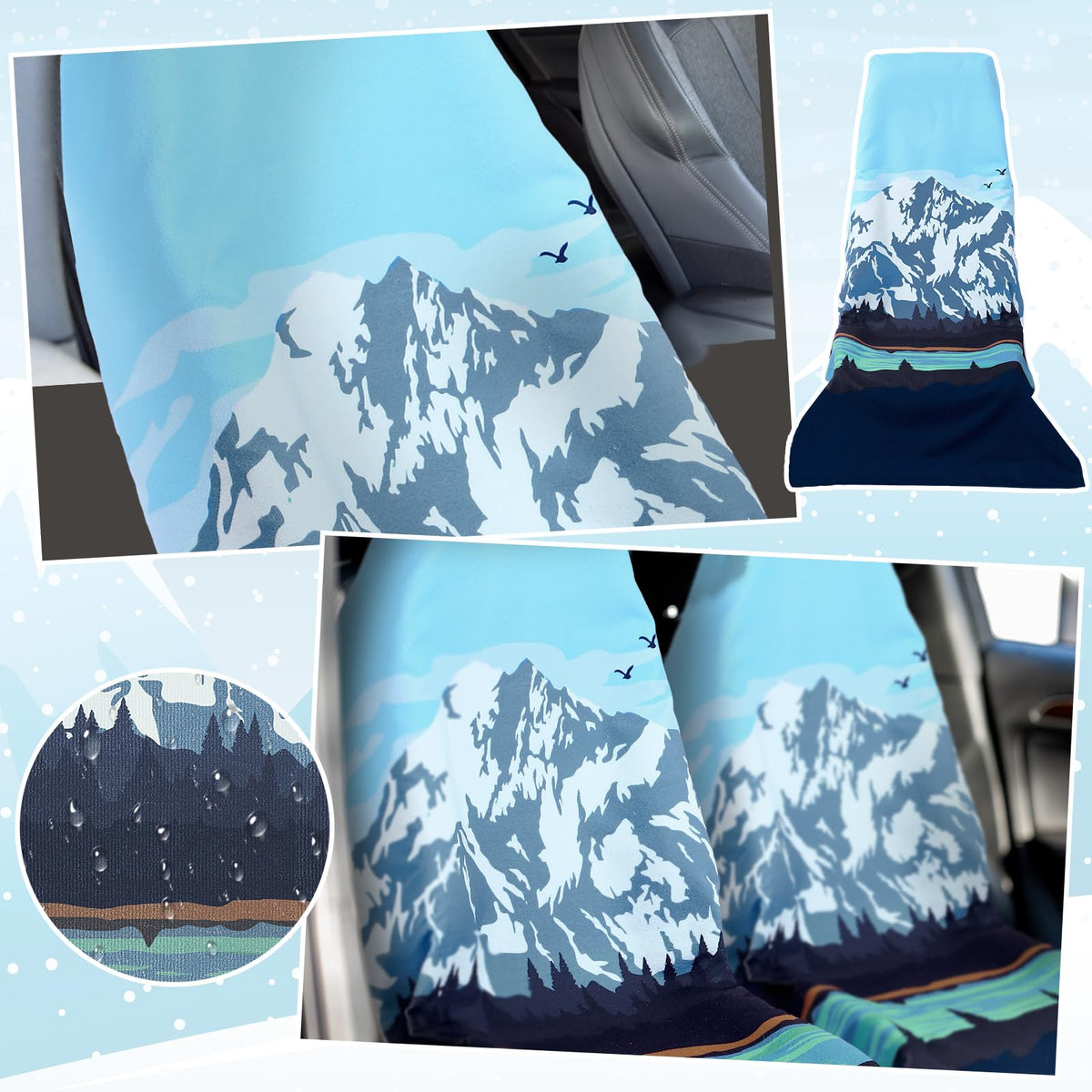 Hahafelt towel secured to car headrest showing head-cover attachment for stable non-slip protection
