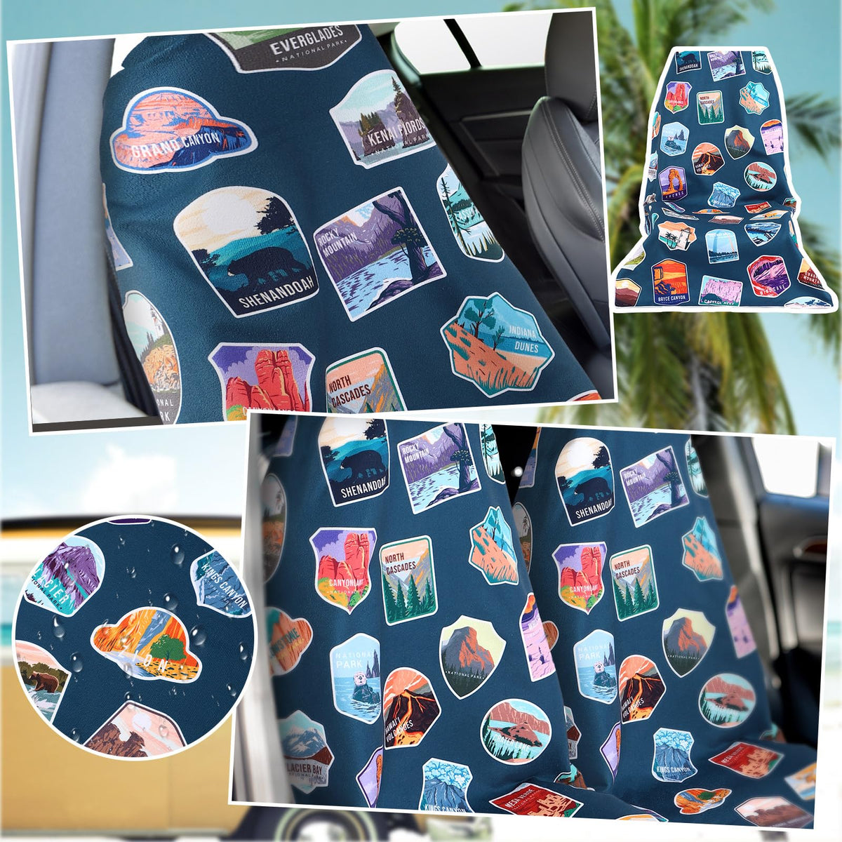 Hahafelt headrest sleeve detail demonstrating secure fit and non-slip benefit