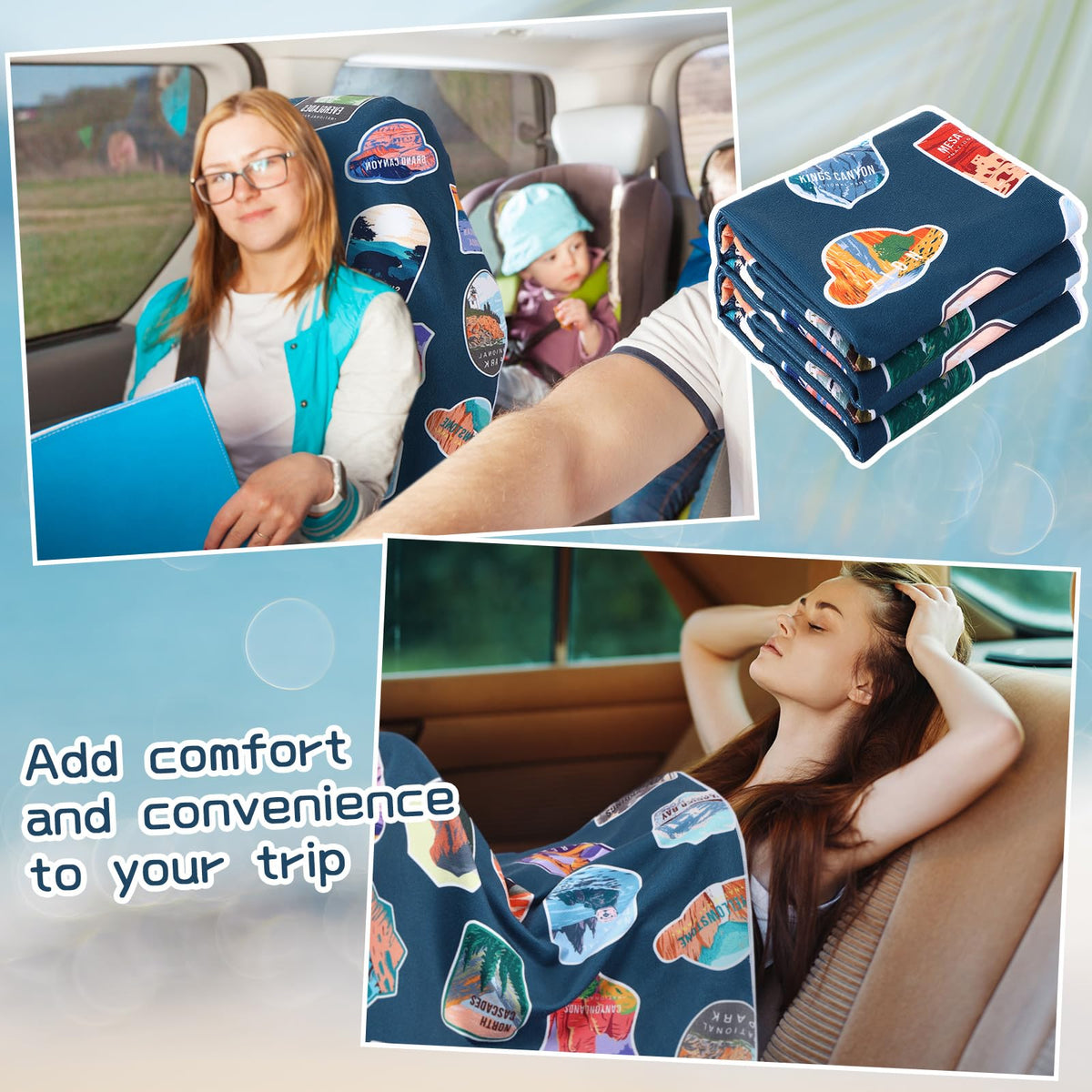 Hahafelt towel draped over car seat illustrating easy protection after workouts