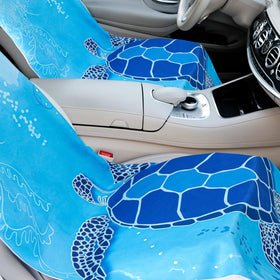 Hahafelt seat cover with measuring tape showing generous size