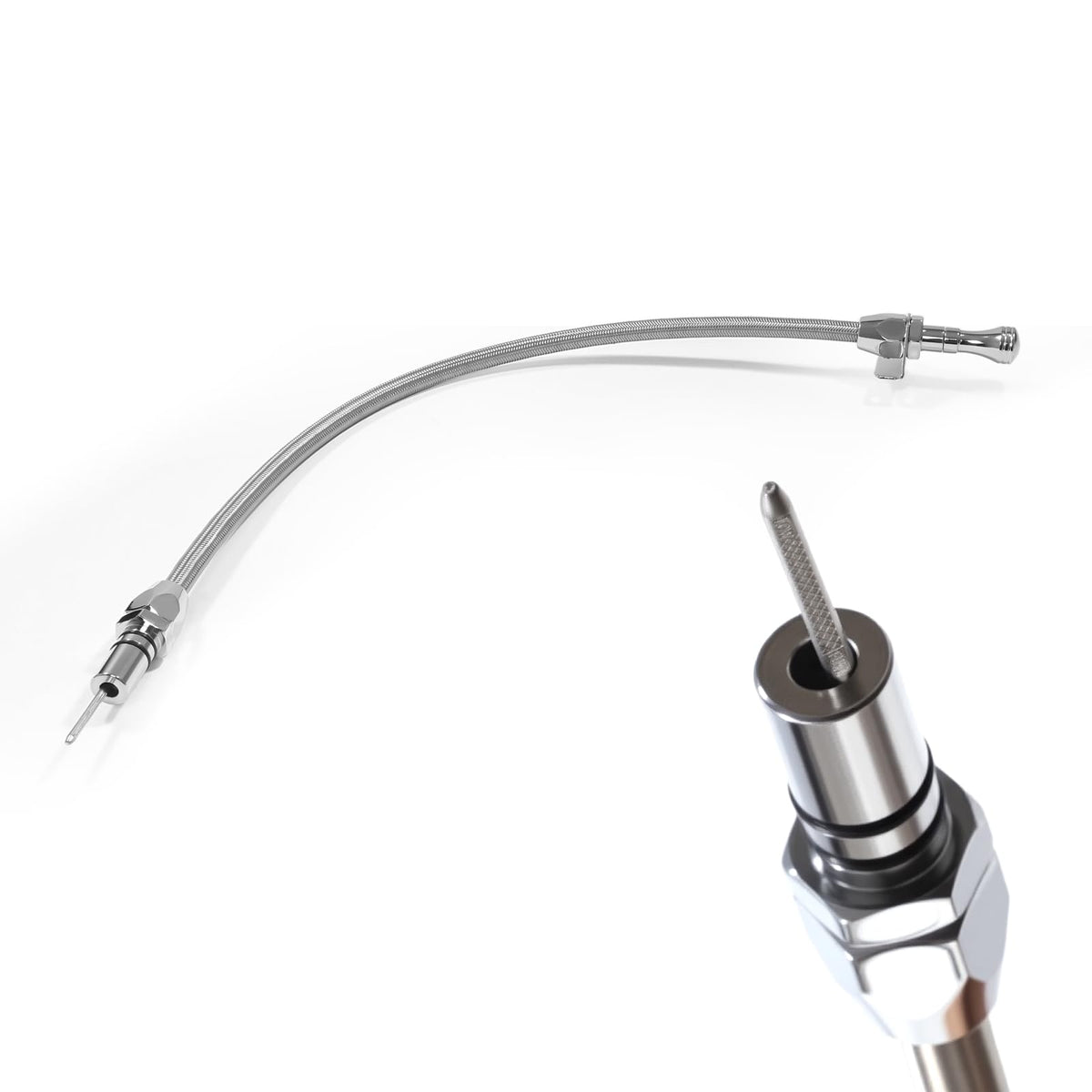 HAHAHA front view of 36-inch dipstick showing full length and silver finish for easy reach
